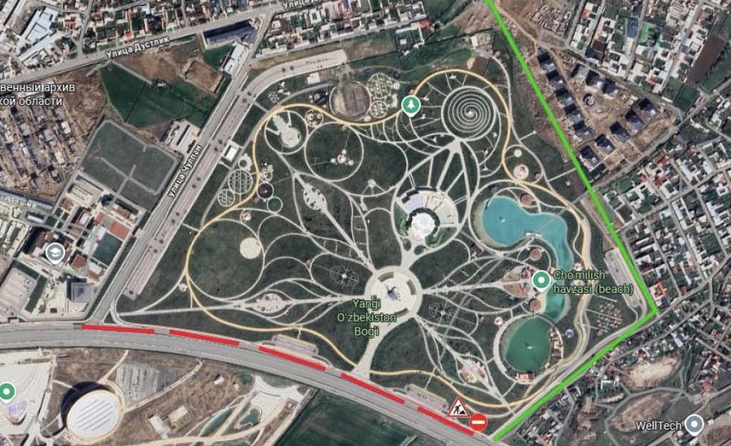 «Yangi O‘zbekiston» bog‘i oldidagi yo‘l 1 oyga yopiladi