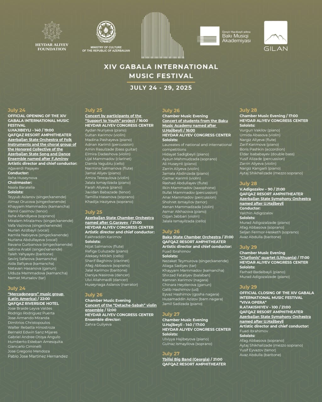 Gabala xalqaro musiqa festivali: dunyo san’atshunoslarini jipslashtirmoqda