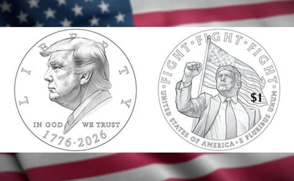 AQSHda Tramp surati tushirilgan 1 dollarlik yubiley tanga chiqariladi