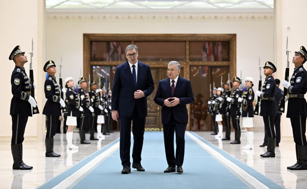 O‘zbekiston va Serbiya prezidentlari Ko‘ksaroyda rasmiy muzokaralar o‘tkazdi