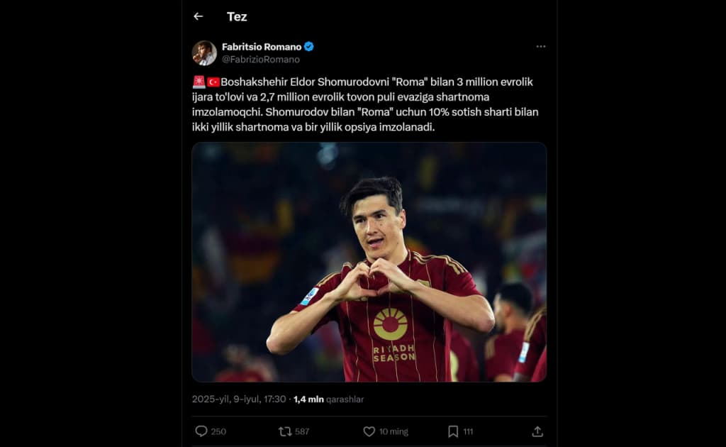 Eldor Shomurodovning kelajagi deyarli aniq bo‘ldi