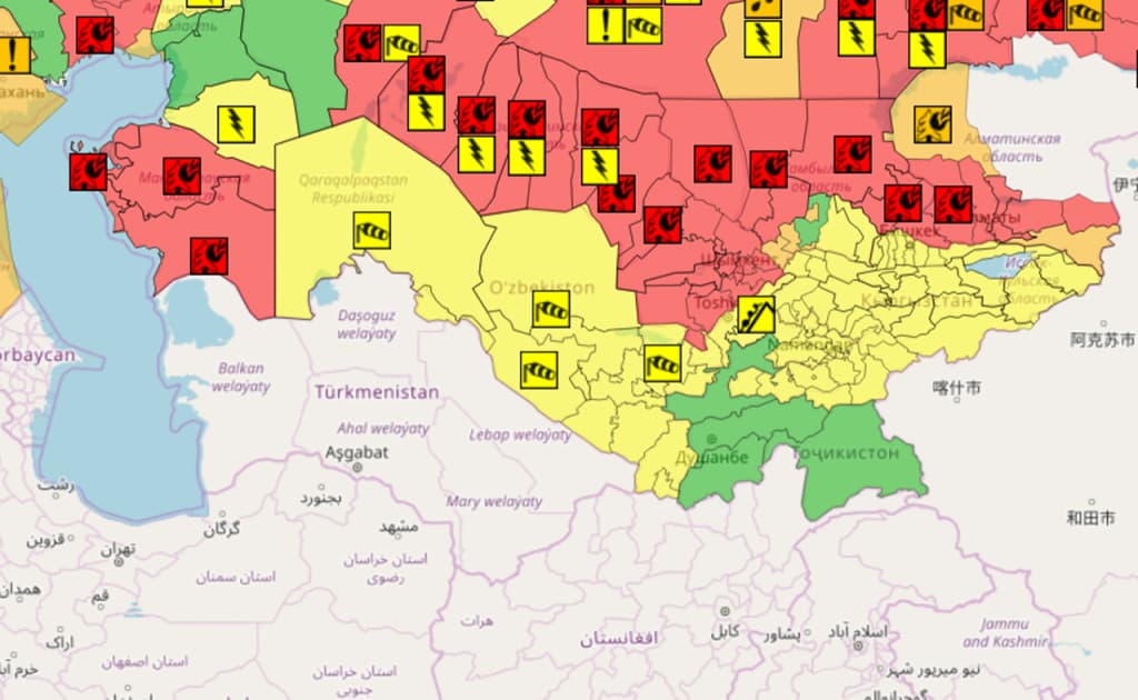 Ўзбекистонда хавфли об-ҳаво ҳақида рангли огоҳлантириш тизими ишга тушди