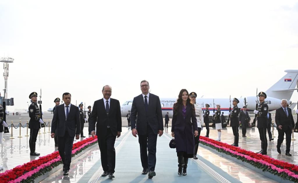 Serbiya prezidenti Aleksandr Vuchich rafiqasi bilan O‘zbekistonga keldi